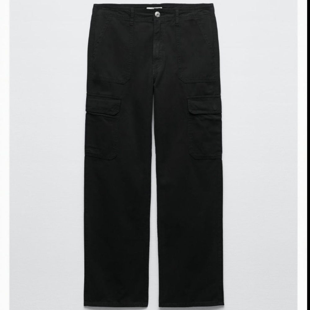 Zara TRF Straight Cargo Pants in Black Size 27 (US 4)